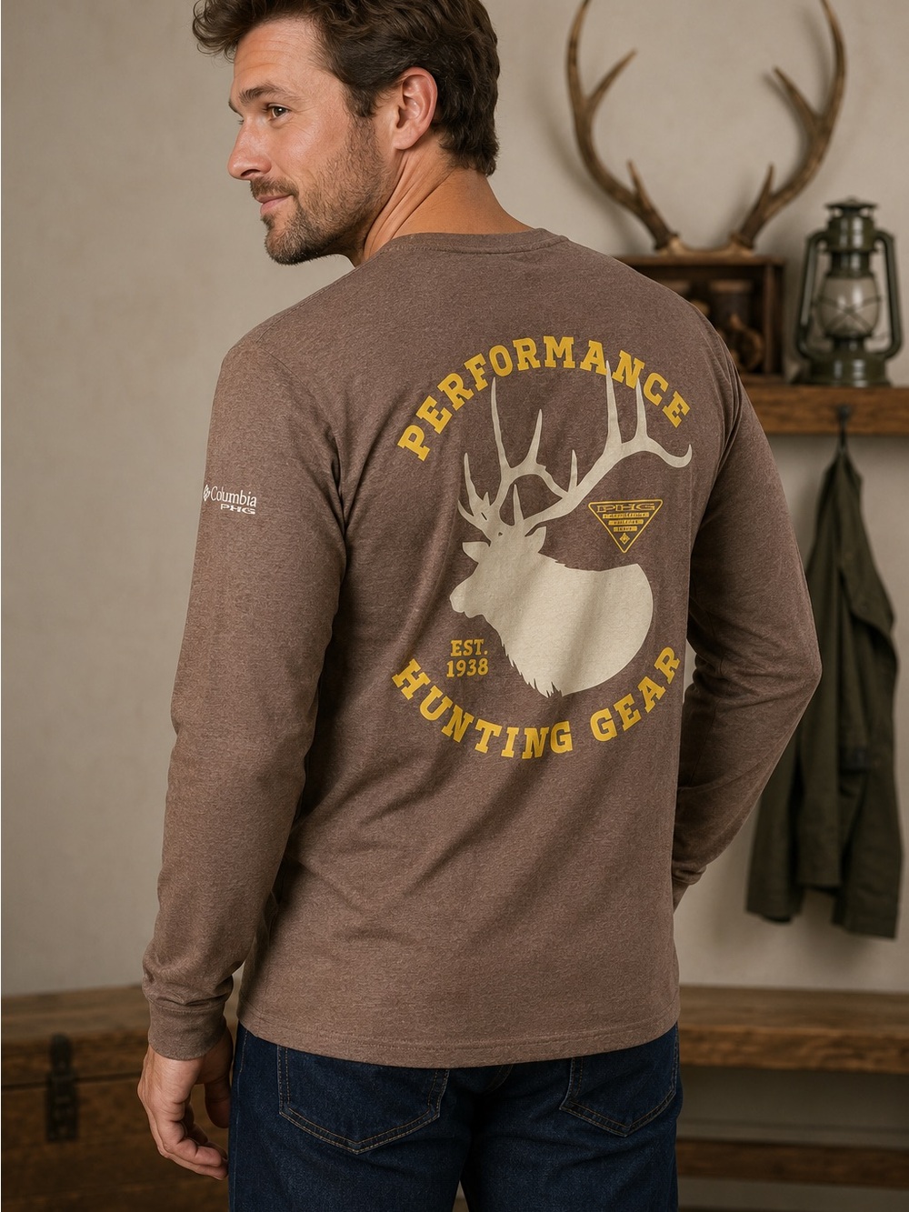 Columbia Brown Long-Sleeve Performance Hunting Graphic Tee